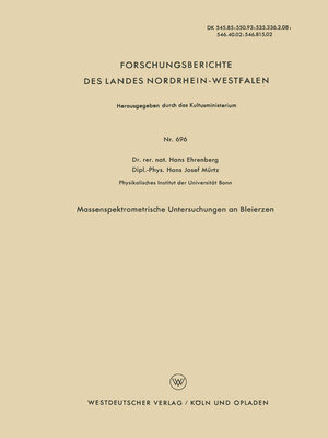cover image of Massenspektrometrische Untersuchungen an Bleierzen